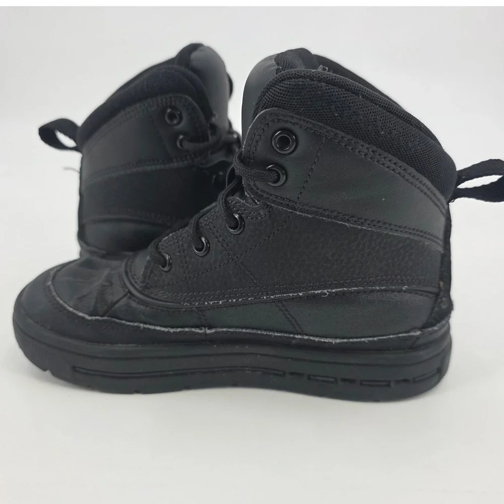 NIKE ACG WOODSIDE 2 BOOTS KIDS SIZE 13C BLACK HIGH LEATHER WATER RESISTANT BOYS